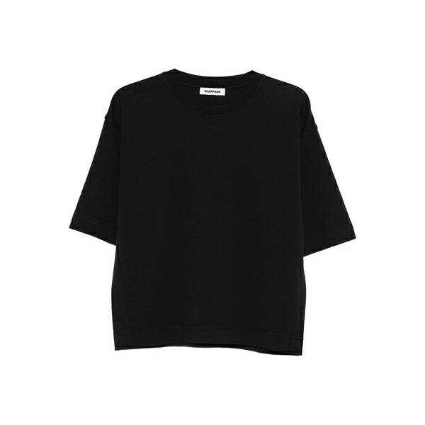 うす暗い運動場 レディース プルオーバー トップス Crew-neck short-sleeve top Black