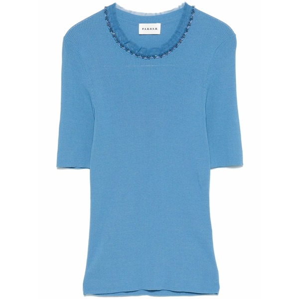パロッシュ レディース ティーシャツ トップス Bead-embellished t-shirt Blue