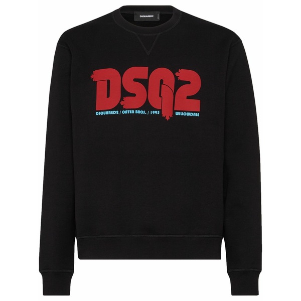 ディースクエアード メンズ パーカー・スウェットシャツ アウター Logo-print cotton sweatshirt Black