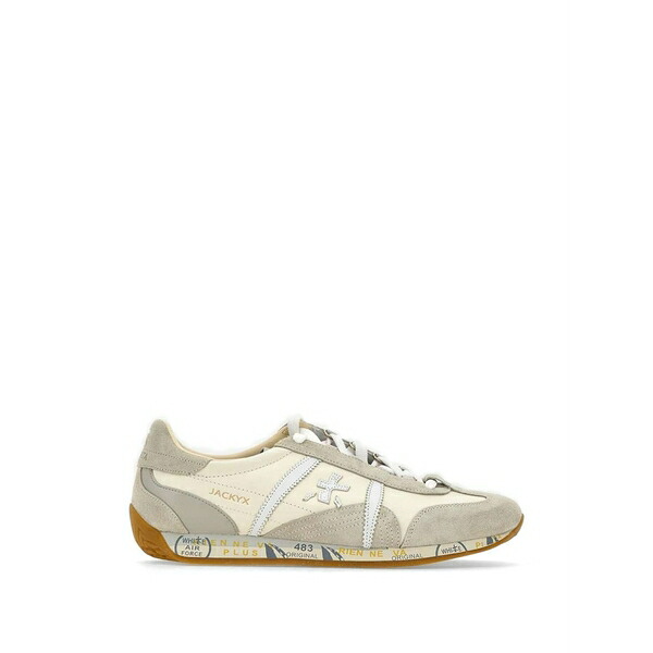 プレミアータ メンズ スニーカー シューズ Jackyx suede-panelled sneakers White
