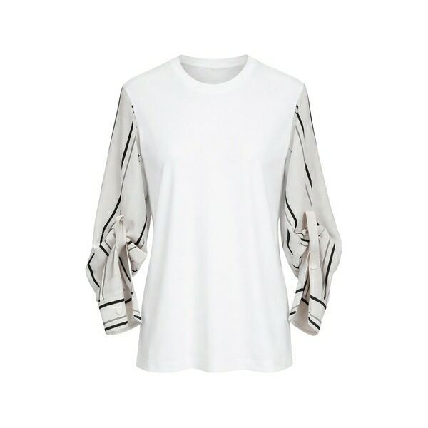 スリーワンフィリップリム レディース ティーシャツ トップス Striped-detail t-shirt White