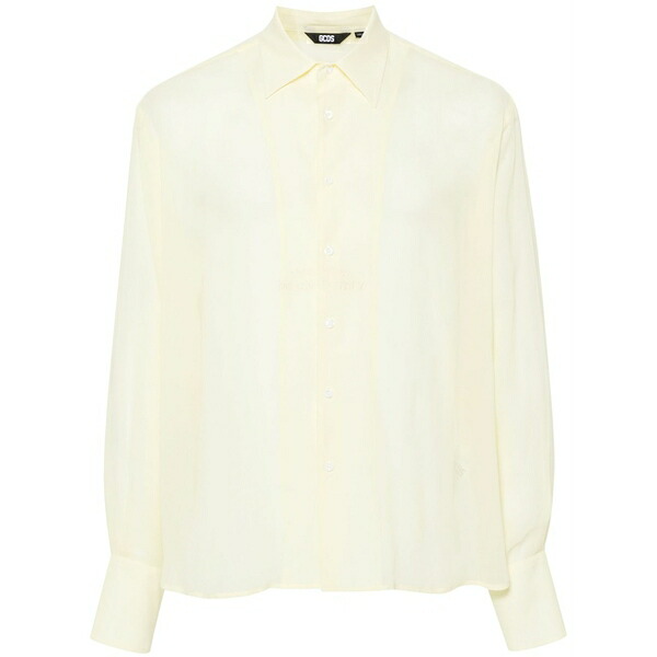 ジーシーディーエス メンズ ティーシャツ トップス Logo-embroidered georgette shirt Yellow