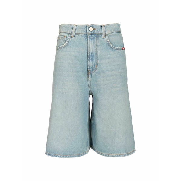 アミッシュ レディース 心地よいズボン下 ボトムス Belt-loop buttoned shorts Blue