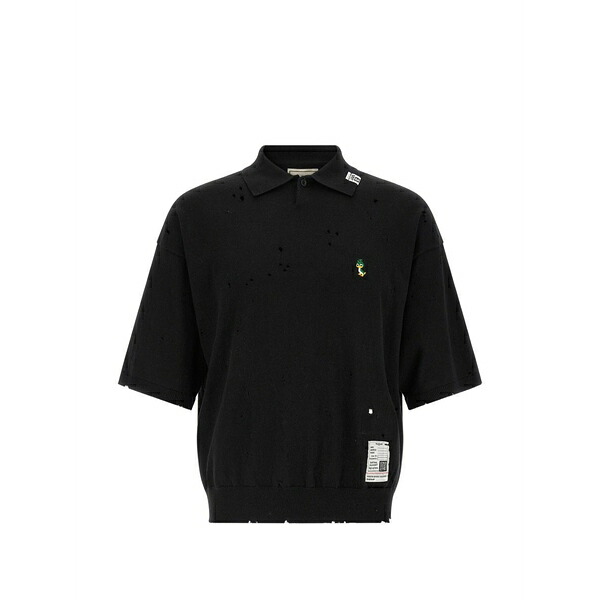ミハラヤスヒロ メンズ スポーツシャツ トップス Logo-embroidered polo shirt Black