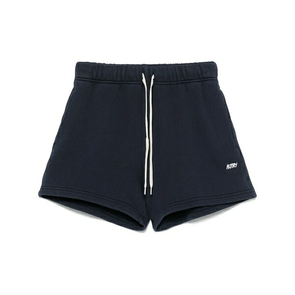 オートリー レディース 心地よいズボン下 ボトムス Logo-embroidered shorts Blue