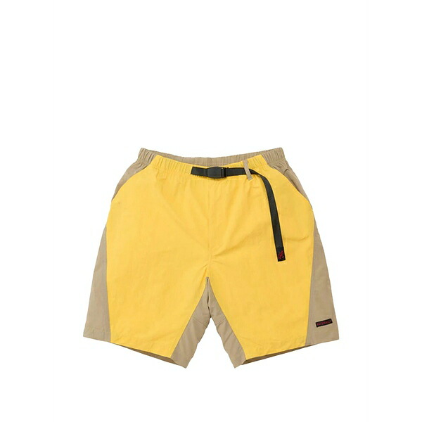 グラミチ メンズ 心地よいズボン下 ボトムス Colour-block belted shorts Yellow