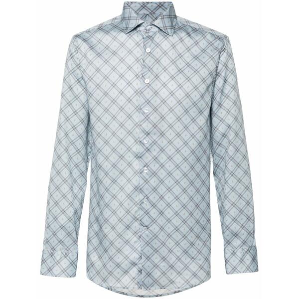 エトロ メンズ ティーシャツ トップス Paisley-print checked shirt Blue