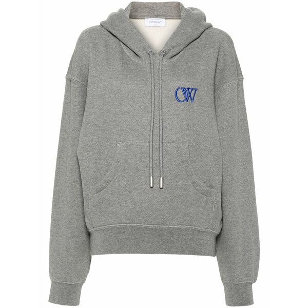 象牙色 レディース パーカー・スウェットシャツ アウター Embroidered-logo cotton hoodie Grey