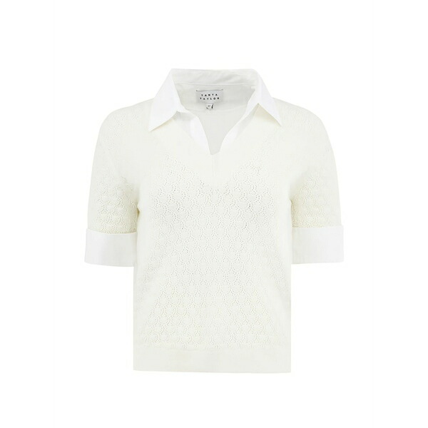 タニアテイラー レディース ティーシャツ トップス Esme pointelle-knit t-shirt White
