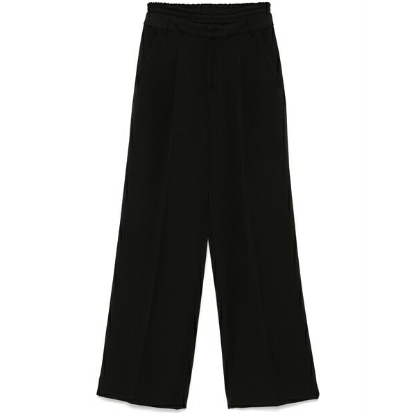 リュージョー レディース カジュアルパンツ ボトムス Layered-effect straight-leg trousers Black｜asty
