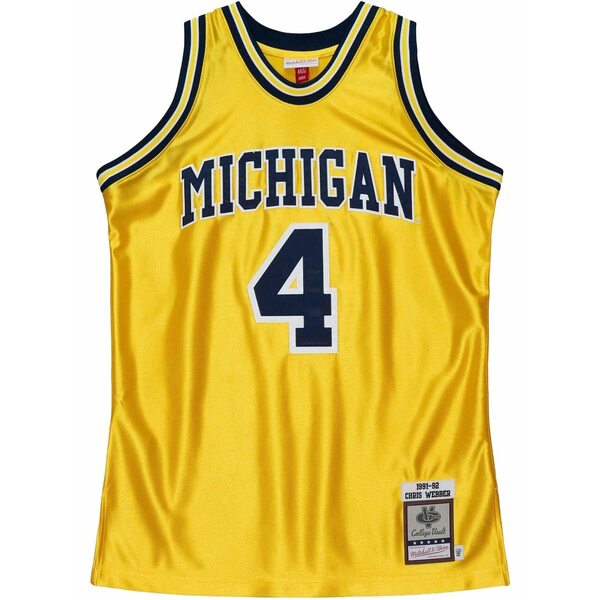 ミッチェル\u0026ネス メンズ カットソー トップス 1991/92 chris webber michigan wolverines swingman jersey Yellow