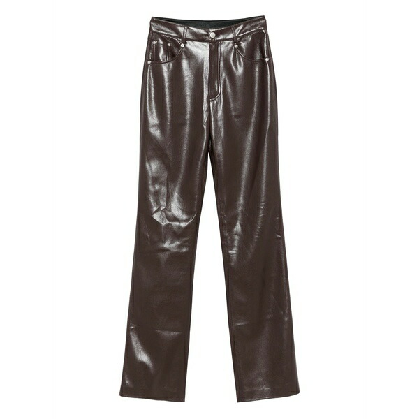 ナヌーシュカ レディース 心地よいズボン下 ボトムス Five-pocket faux-leather trousers Brown