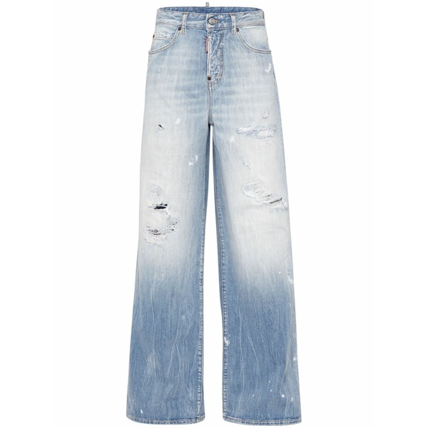 ディースクエアード レディース ジーンズズボン下 ボトムス Distressed wide-leg jeans Blue