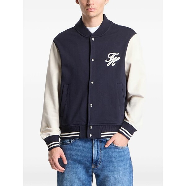 トミー ヒルフィガー メンズ 上衣＆上衣 アウター Logo-embroidered colour-block bomber jacket  Blue