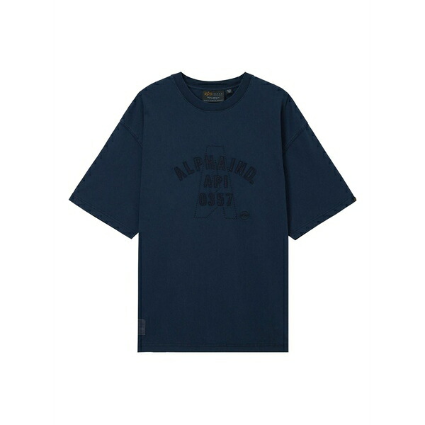 アルファインダストリーズ メンズ ティーシャツ トップス Embroidered-logo cotton t-shirt Blue