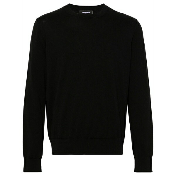 ディースクエアード メンズ 編み物\u0026スウェーター アウター Logo-plaque fine-knit jumper Black