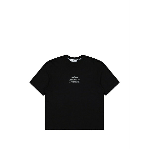 ストーンアイランド メンズ プルオーバー トップス Logo-print cotton t-shirt Black