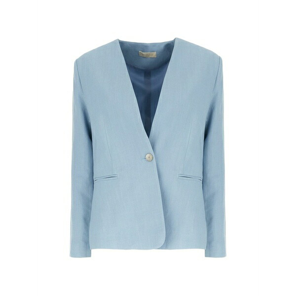 アントネリ レディース 上衣＆上衣 アウター Collarless single-button jacket Blue