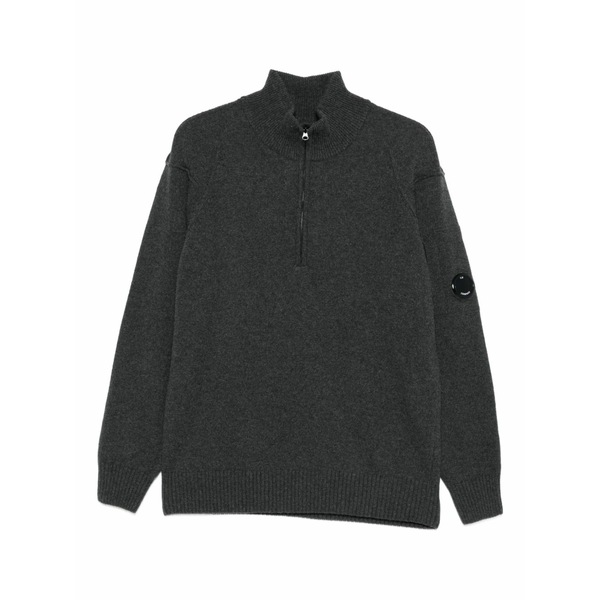 シーピーカンパニー メンズ 編み物\u0026スウェーター アウター Half-zip wool sweater Brown