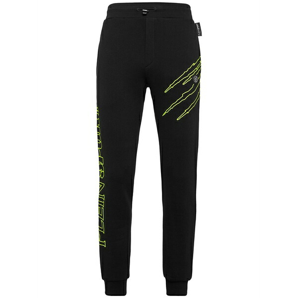 飾り気の無い運動競技 メンズ 心地よいズボン下 ボトムス Logo-print drawstring-waistband track pants Black