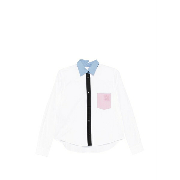 マルニ レディース シャツ トップス Contrast-collar patch-pocket shirt White｜asty