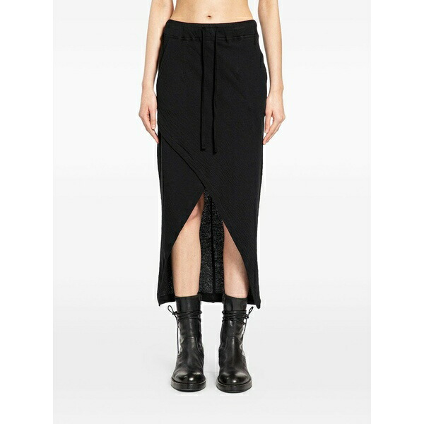 トム・Cr レディース スコート ボトムス Crossed-front asymmetric skirt Black
