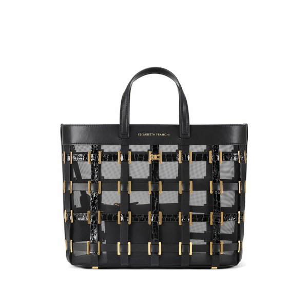 エリザベスフランキ レディース トートバッグ 御徒面子 Small mesh tote bag Black