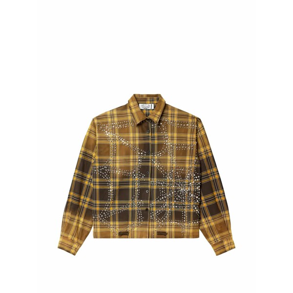 頭を覆う物 メンズ プルオーバー トップス Flannel check shirt Brown