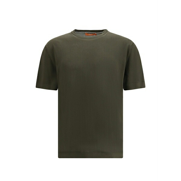 クルーナ メンズ Tシャツ トップス Knitted regular fit t-shirt Green|asty
