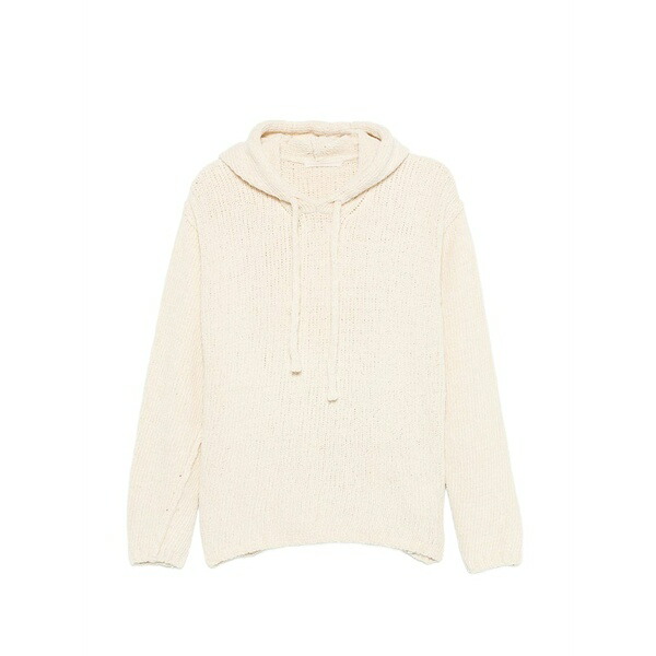 テンシー メンズ パーカー・スウェットシャツ アウター Ribbed-knit drawstring hoodie Neutrals