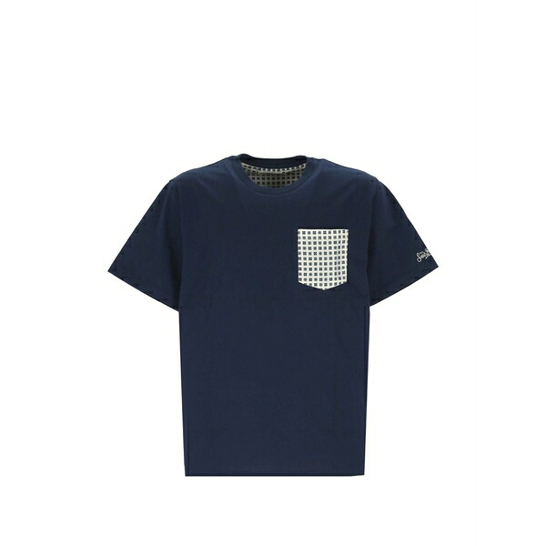 エムシーツーセイントバース メンズ ティーシャツ トップス Geometric-print chest-pocket t-shirt Blue