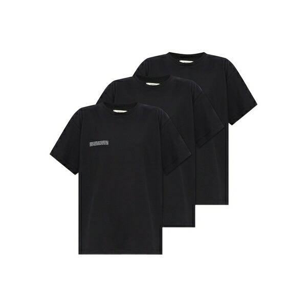 食麺麭ガイア レディース プルオーバー トップス Organic cotton t-shirts (pack of three) Black