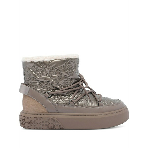 ピンコ レディース ブーツ シューズ Quilted floral-pattern boots Grey