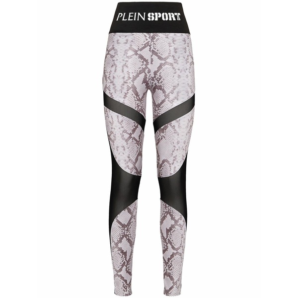 飾り気の無い運動競技 レディース 心地好いズボン下 ボトムス Logo-waistband snakeskin-print leggings Neutrals