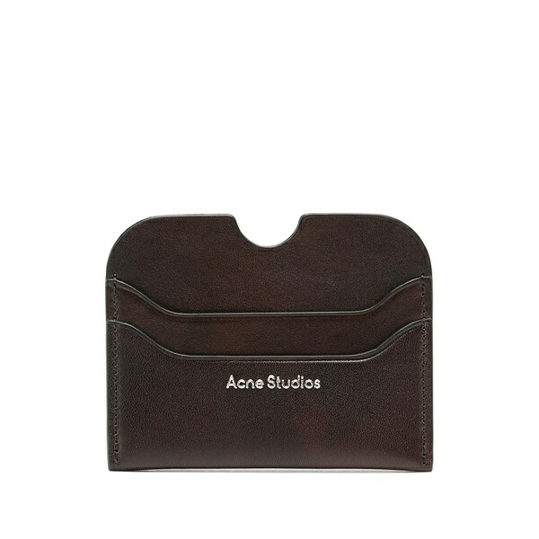 アクネ ストゥディオズ メンズ 財布 アクセサリー Logo-embossed leather wallet Brown｜asty