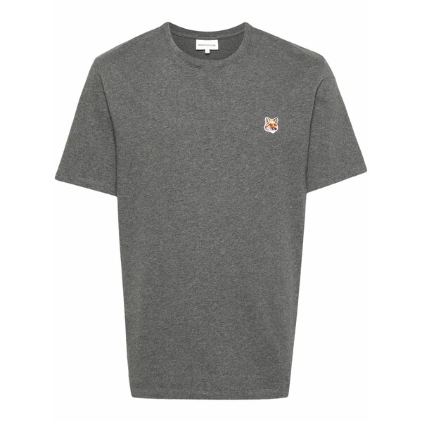 棲み家 狐狸 メンズ プルオーバー トップス Bold fox head cotton t-shirt Grey