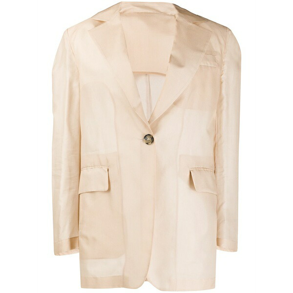 エムエスジイエム レディース 上衣＆上衣 アウター Single-breasted boxy jacket Neutrals
