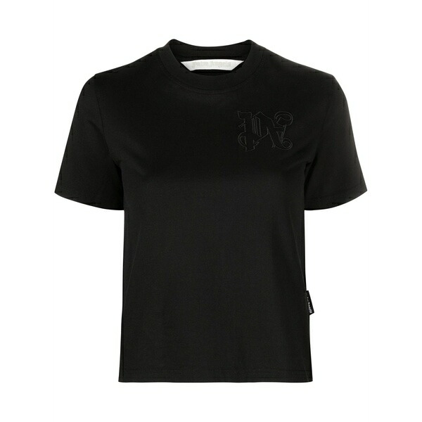 パーム・エンジェルス レディース Tシャツ トップス Logo-embroidered cotton t-shirt Black|asty