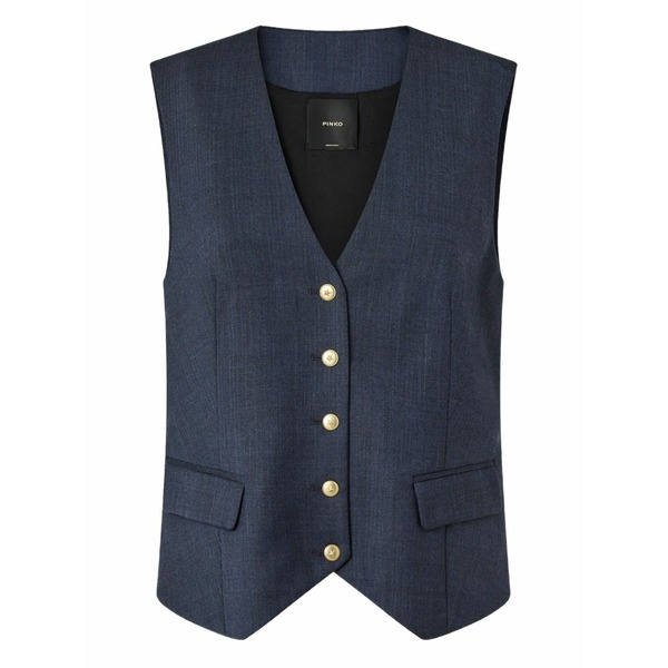 ピンコ レディース 厚地の外套 アウター Ketchup buttoned gilet Blue