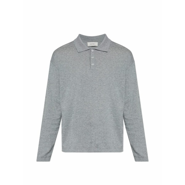 リサ・ヤン メンズ スポーツシャツ トップス Button long-sleeve polo shirt Grey