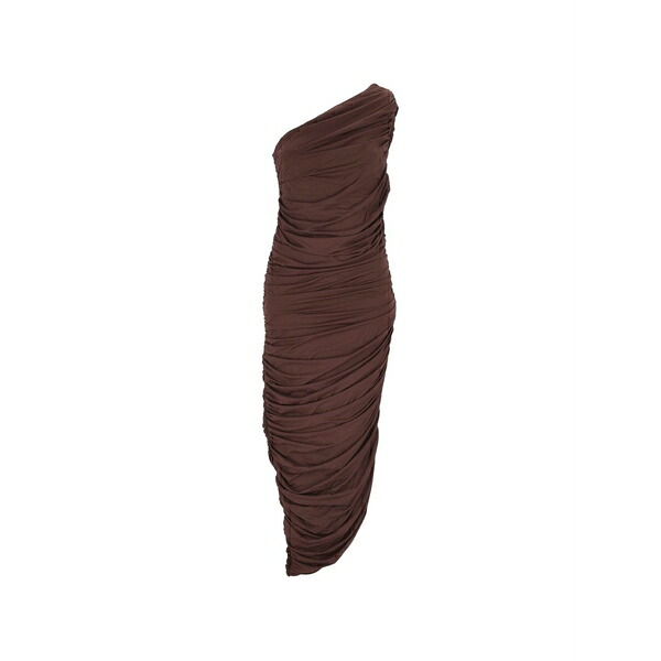 フェデリカ・トシ レディース ワンピース トップス One-shoulder ruched dress Brown|asty