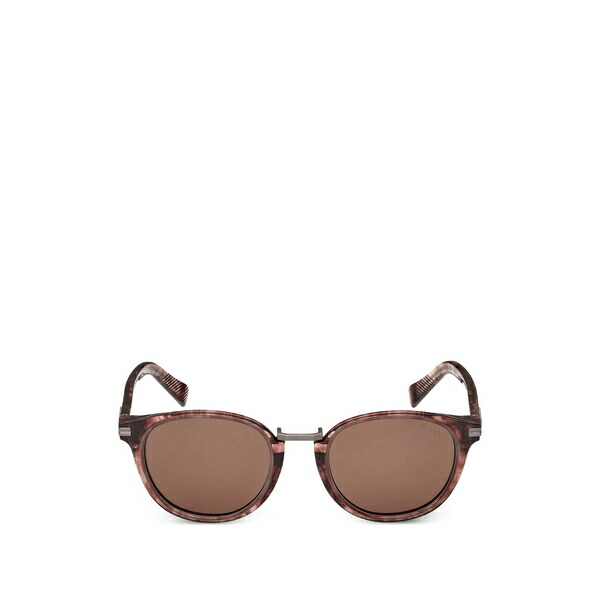 ゼニア メンズ サングラス・アイウェア 付属物 Round-frame sunglasses Brown