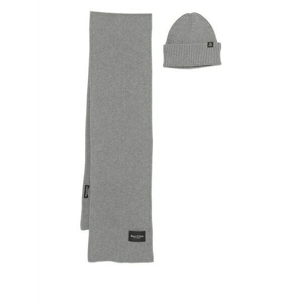 マルコポーロ メンズ 消音装置・袈裟・えり巻き 佩び物 Ribbed scarf set Grey