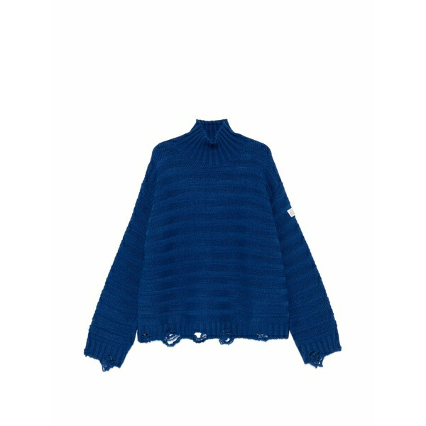 マルタンマルジェラ メンズ 編み物\u0026スウェーター アウター Distressed ribbed-knit sweater Blue