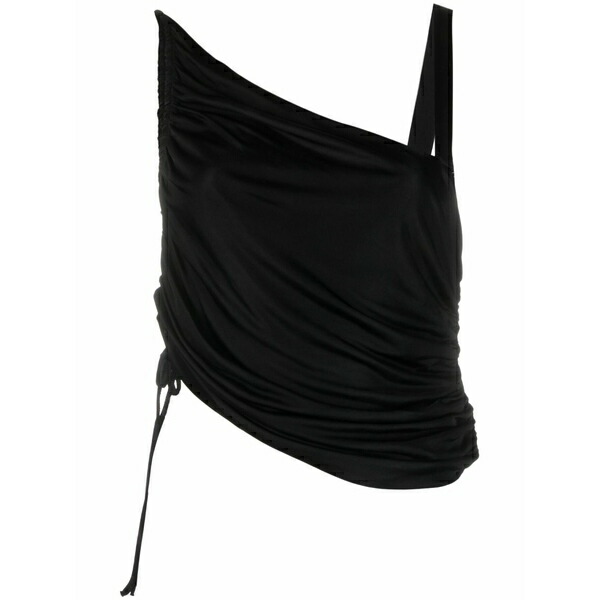 アンドレダモ レディース カットソー トップス Draped asymmetric sleeveless top Black