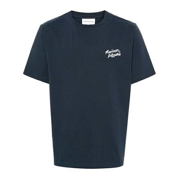 住みか 稲荷 メンズ プルオーバー トップス Embroidered-logo cotton t-shirt Blue
