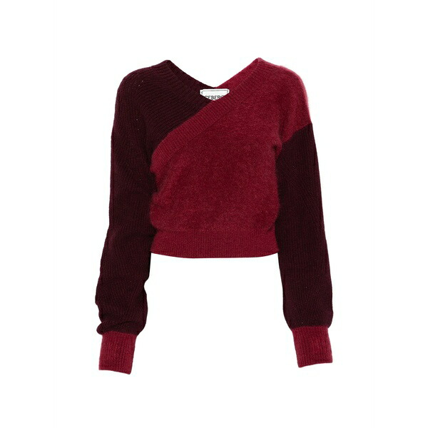 アイスバーグレタス レディース 編み物\u0026スウェーター アウター V-neck sweater Red