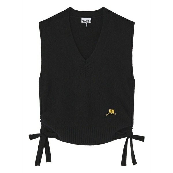 ガニー レディース カットソー トップス Tie-detail v-neck vest Black