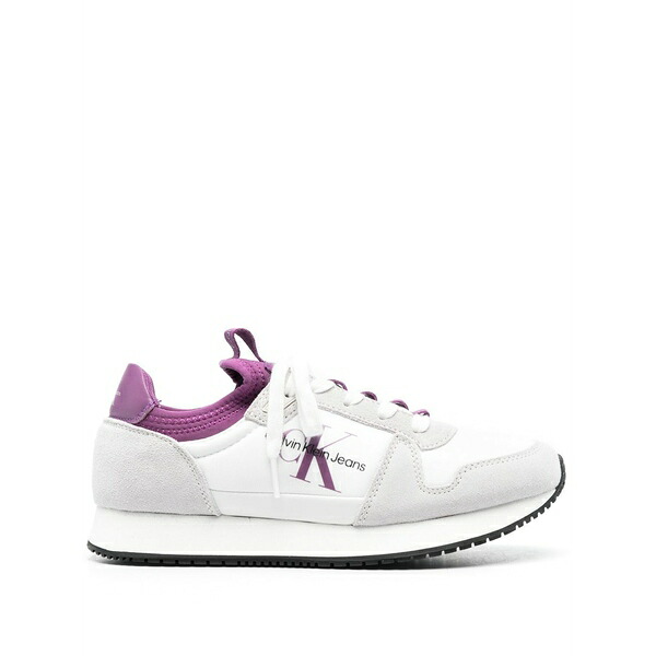 カルバンクライン メンズ スニーカー シューズ Side logo-print low-top sneakers White