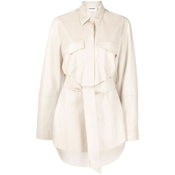 ナヌーシュカ レディース プルオーバー トップス Vegan-leather belted oversize shirt Neutrals